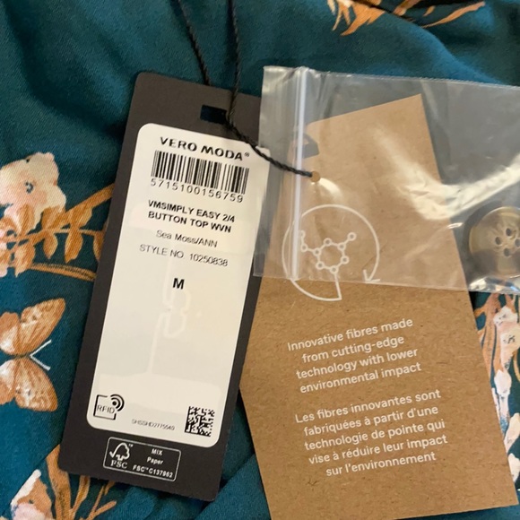 Boho Teal floral V-Neck - Picture 5 of 5